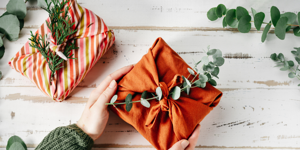 orange wrapped gift for homeowner