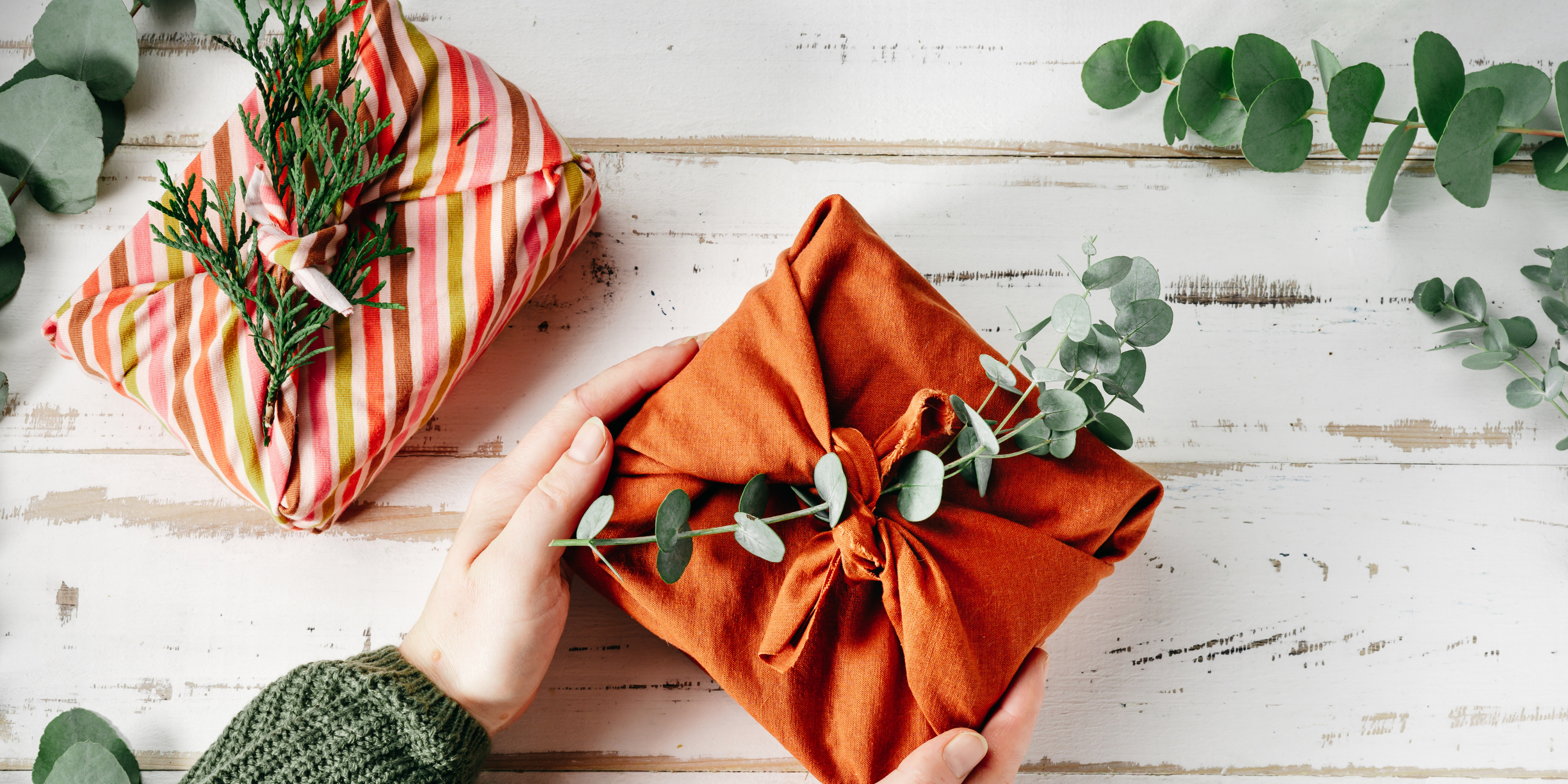 orange wrapped gift for homeowner